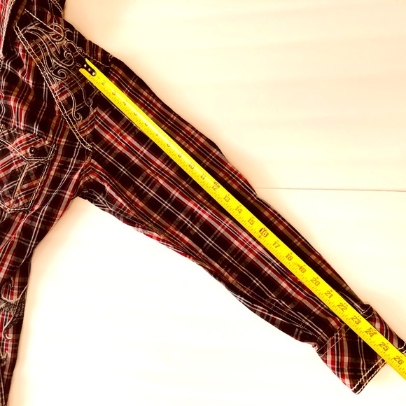 Men's Roar Enough Excuses L Button Down Red Checkered Long Sleeve Shirt - Picture 12 of 12
